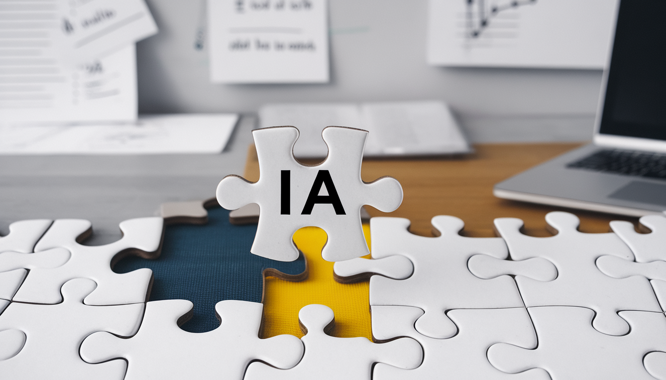 Illustration représentant un audit d’intelligence artificielle avec des graphiques et une loupe