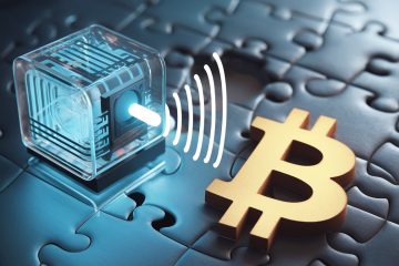Illustration de Google utilisant le calcul quantique avec un symbole de Bitcoin en arrière-plan