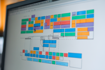 Illustration représentant le concept du no-code avec des blocs visuels et une interface intuitive